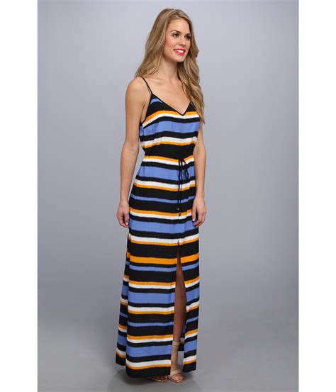 michael michael kors striped slit-front maxi dress